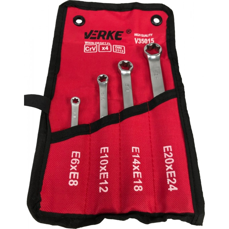 KLUCZE OCZKOWE TORX E6-E24 4 szt ZESTAW ETUI VERKE KLUCZE OCZKOWE TORX E6 E24 4 szt ZESTAW ETUI VERKE 2