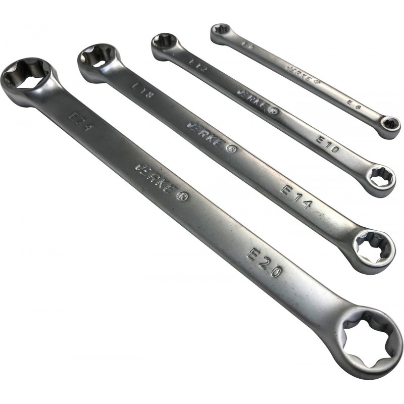 KLUCZE OCZKOWE TORX E6 - E24 4 szt ZESTAW ETUI VERKE KLUCZE OCZKOWE TORX E6 E24 4 szt ZESTAW ETUI VERKE