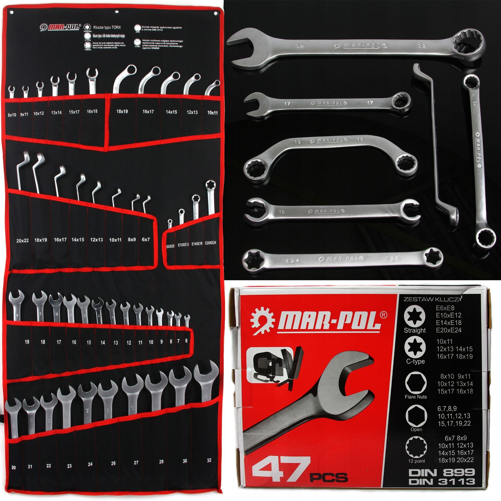 KLUCZE PŁASKO-OCZKOWE 47pcs KLUCZE PLASKO OCZKOWE 47pcs