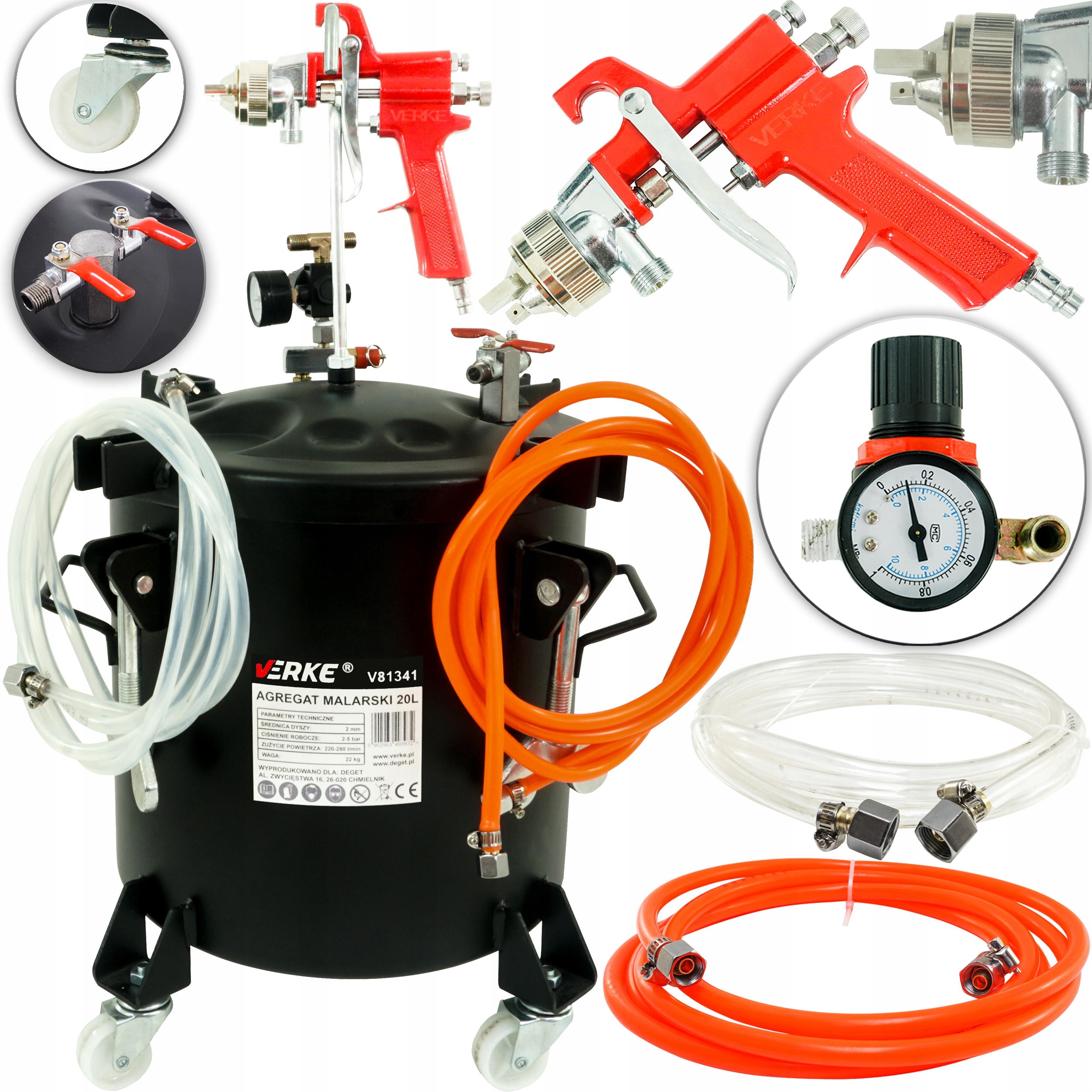 AGREGAT PISTOLET MALARSKI PNEUMATYCZNY 20L VERKE V AGREGAT PISTOLET MALARSKI PNEUMATYCZNY 20L VERKE V