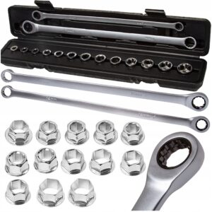 1 KLUCZE OCZKOWE PRZELOTOWE DLUGIE Z GRZECHOTKA ZESTAW NASADEK 8 24MM 8 24