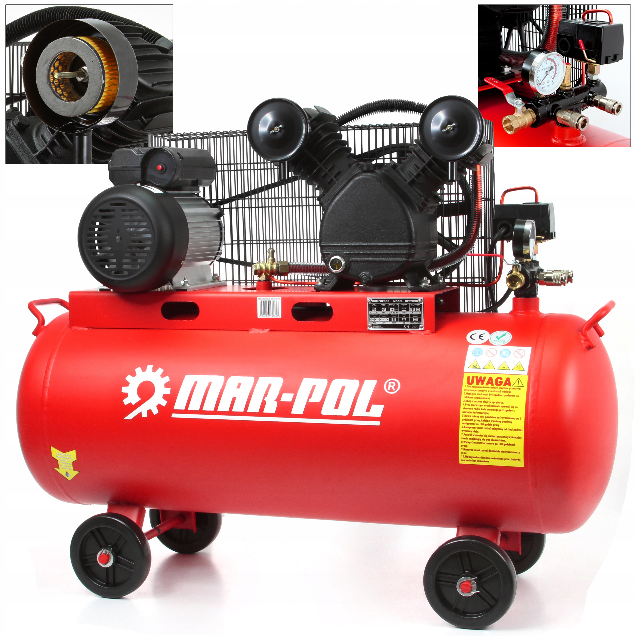 100 KOMPRESOR OLEJOWY SPRĘŻARKA gruby zbiornik 100L 3HP 2 TŁOKI 2 x 65 mm UDT 100 KOMPRESOR OLEJOWY SPREZARKA gruby zbiornik 100L 3HP 2 TLOKI 2 x 65 mm UDT