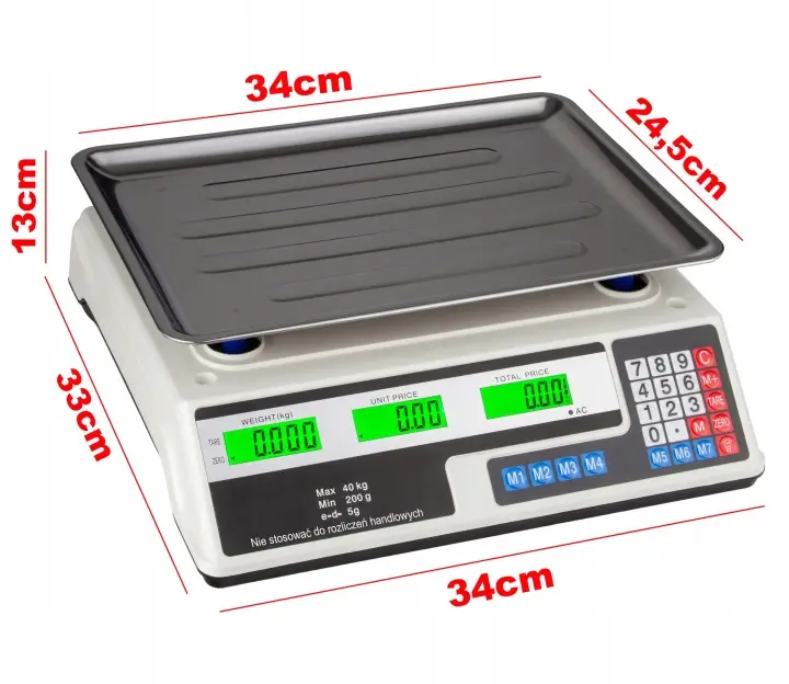 Waga magazynowa bezprzewodowa 40 kg LCD Waga magazynowa bezprzewodowa 40 kg LCD - obrazek 3