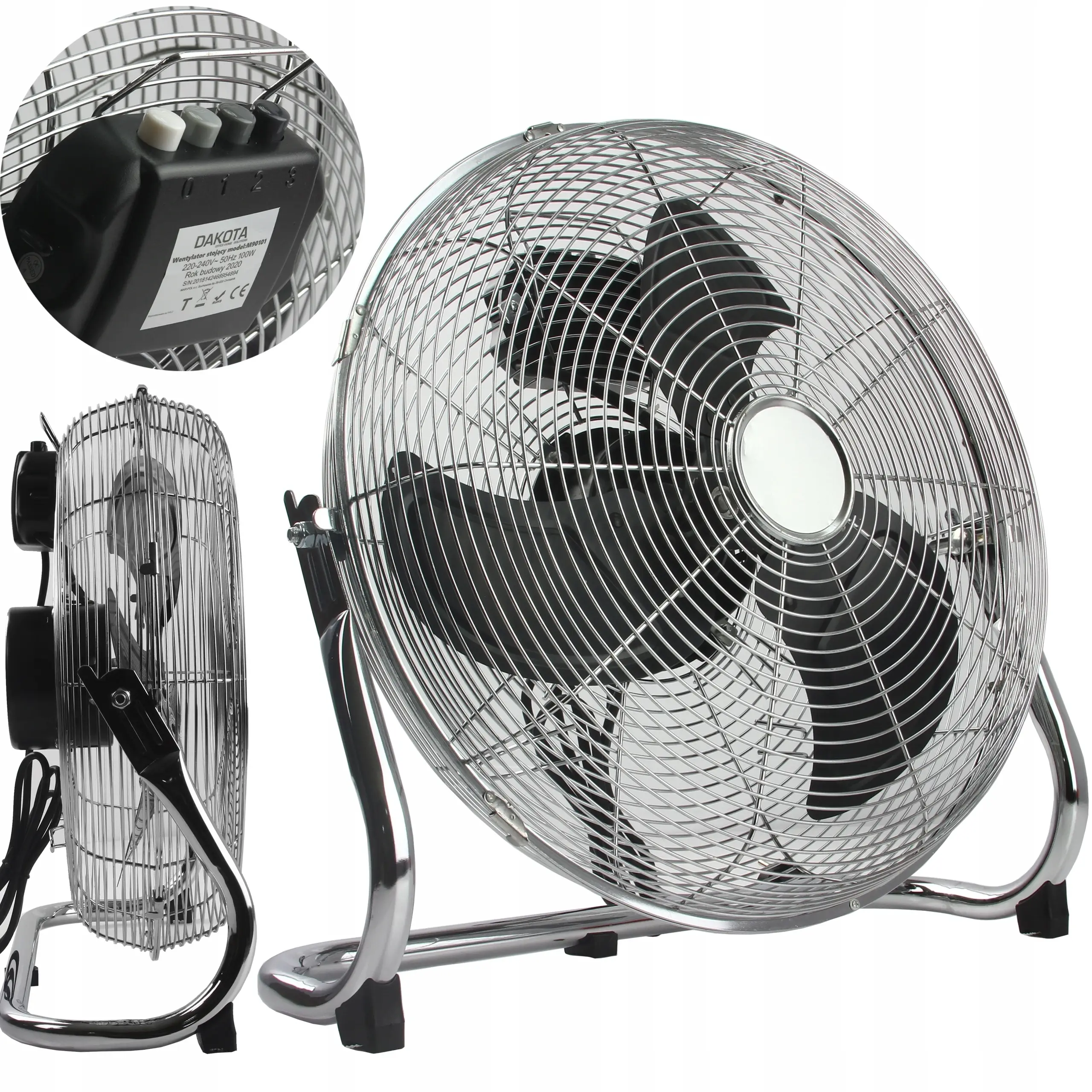 Wentylator Podłogowy DAKOTA® 80W 40 cm Metalowy wentylator podłogowy DAKOTA 80W 40 cm