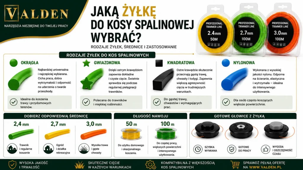 Jaką żyłkę do kosy spalinowej wybrać? Rodzaje, średnice i zastosowanie Jaką żyłkę do kosy spalinowej wybrać? Rodzaje żyłek, średnice i zastosowanie.