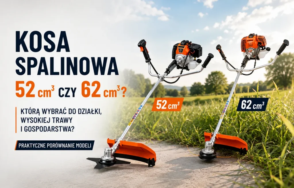 Kosa spalinowa 52 cm³ czy 62 cm³ – którą wybrać do działki, wysokiej trawy i gospodarstwa? Kosa spalinowa 52 cm³ czy 62 cm³