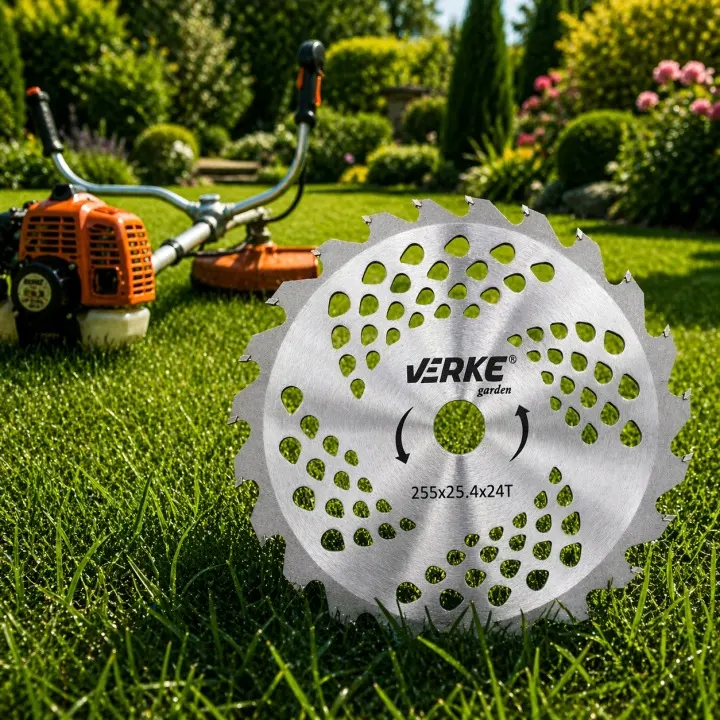 Tarcza do kosy Typ B 255x25,4 mm 24T Verke Garden Tarcza do kosy Verke Garden 255 mm podczas prac ogrodowych