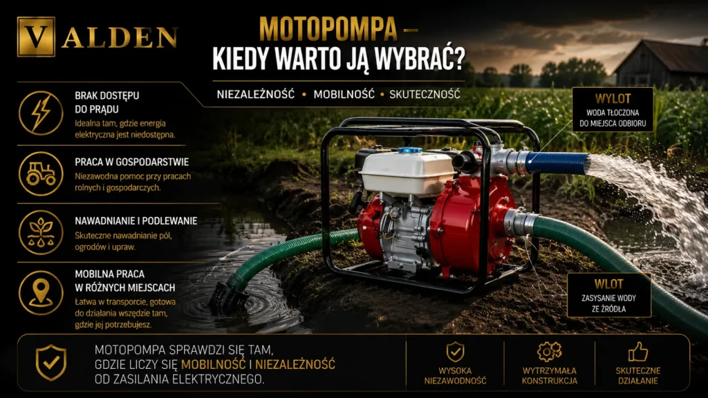 Pompa zanurzeniowa czy głębinowa – czym się różnią i którą wybrać? Motopompa spalinowa podczas pompowania wody – zastosowanie w gospodarstwie, ogrodzie i na działce