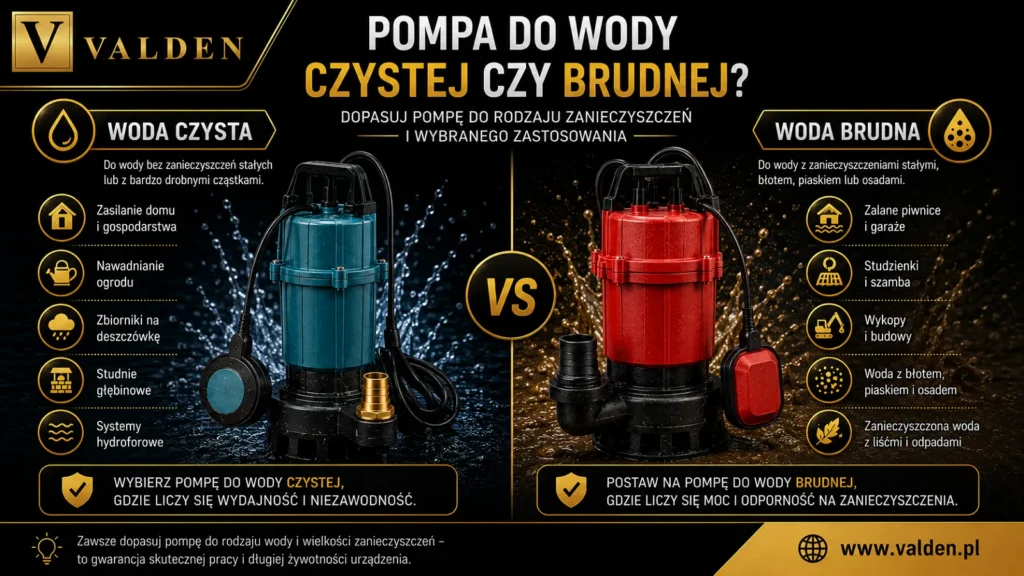Pompa zanurzeniowa czy głębinowa – czym się różnią i którą wybrać? Pompa do wody czystej i brudnej – porównanie zastosowania pomp zanurzeniowych