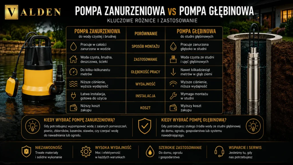 Pompa zanurzeniowa czy głębinowa – czym się różnią i którą wybrać? Pompa zanurzeniowa vs pompa głębinowa – porównanie różnic, zastosowania i sposobu pracy