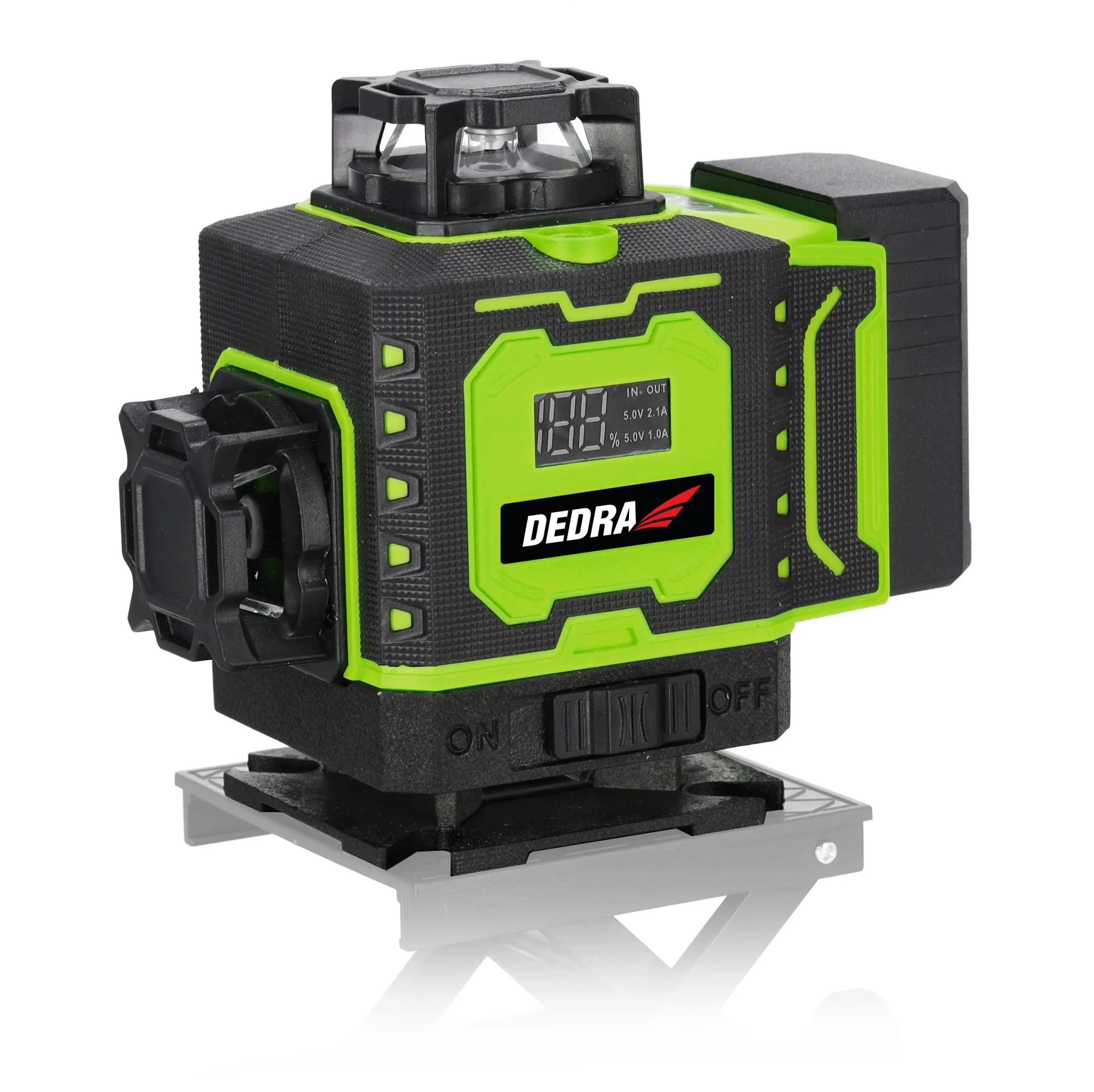 Laser krzyżowy poziomica laserowa 4D 360° zielony DEDRA MC0909 + statyw Laser krzyżowy DEDRA MC0909 4D z zieloną wiązką