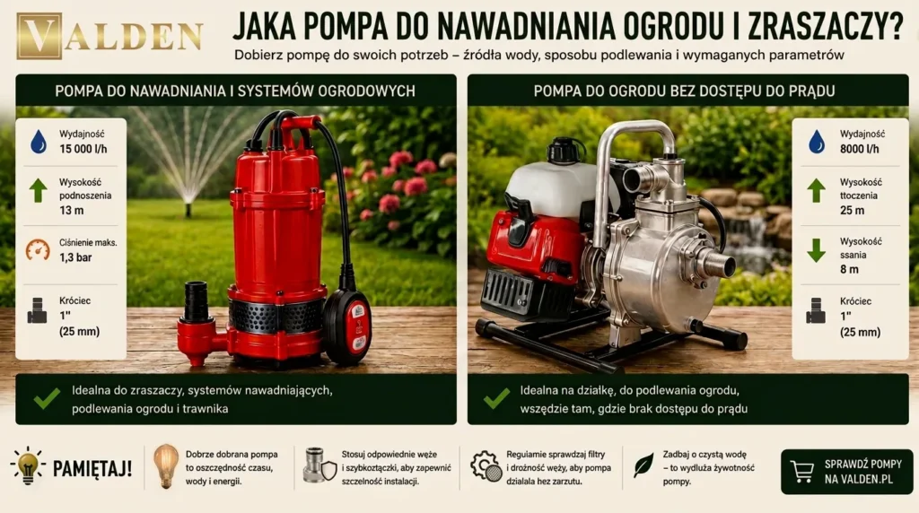 Jaka pompa do podlewania ogrodu – pompa elektryczna i motopompa spalinowa do nawadniania ogrodu