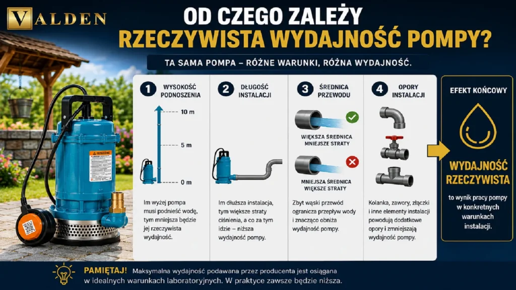 Jak dobrać wydajność pompy? Ile litrów na minutę naprawdę potrzebujesz? Od czego zależy rzeczywista wydajność pompy – wysokość podnoszenia, długość instalacji i warunki pracy