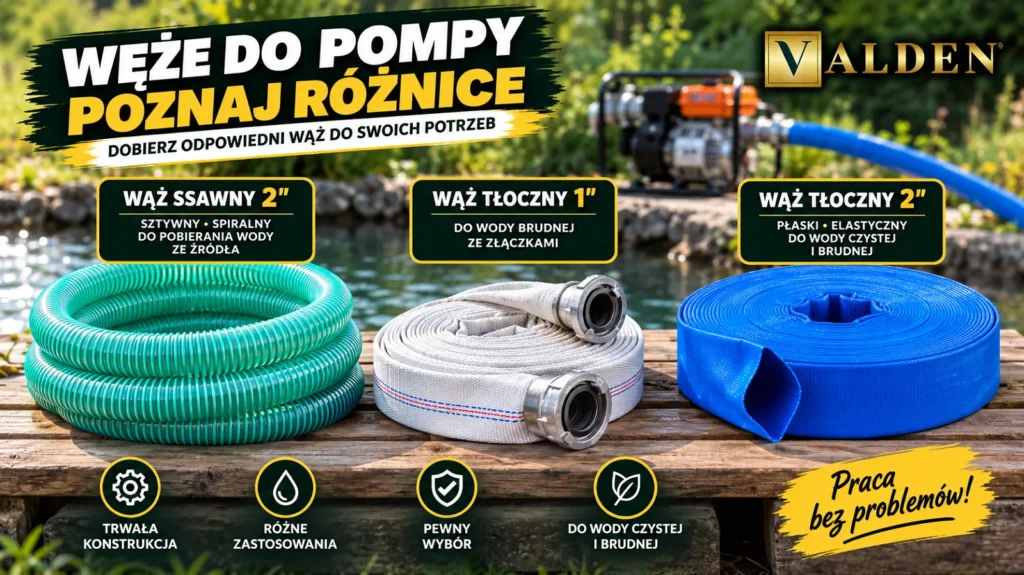 Jaki wąż do pompy wybrać? Poradnik: ssawny, tłoczny, średnica i długość Jaki wąż do pompy wybrać – różnica między wężem ssawnym a tłocznym