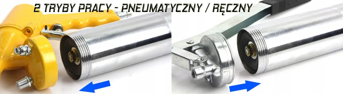 Smarownica ręczno-pneumatyczna 2W1 400 ml MAR-POL M78051 z końcówkami Smarownica ręczno-pneumatyczna MAR-POL M78051 400 ml z końcówkami
