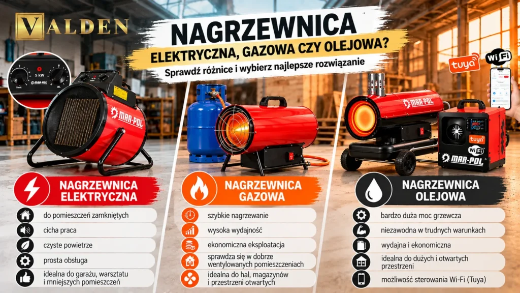 Nagrzewnica elektryczna, gazowa czy olejowa – którą wybrać? Nagrzewnica elektryczna gazowa czy olejowa